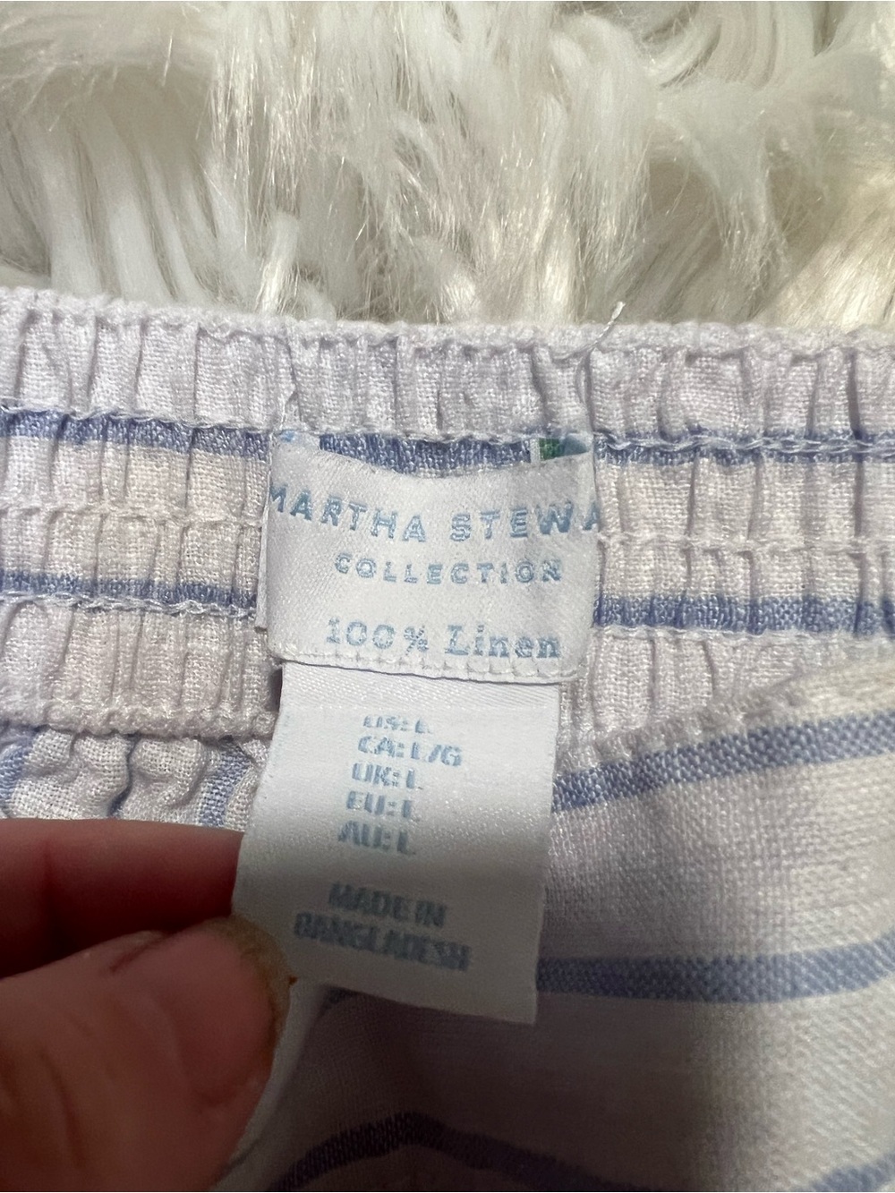 Martha Stewart Collection Women's Size Large Pull On Wide Leg Pant White Blue - Picture 9 of 9